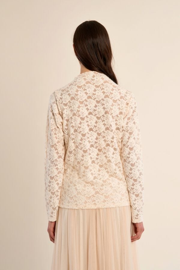Molly Bracken Top manga comprida de renda Branco