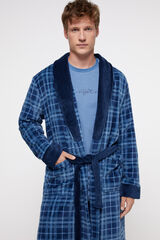 Privata Checked navy robe Blue