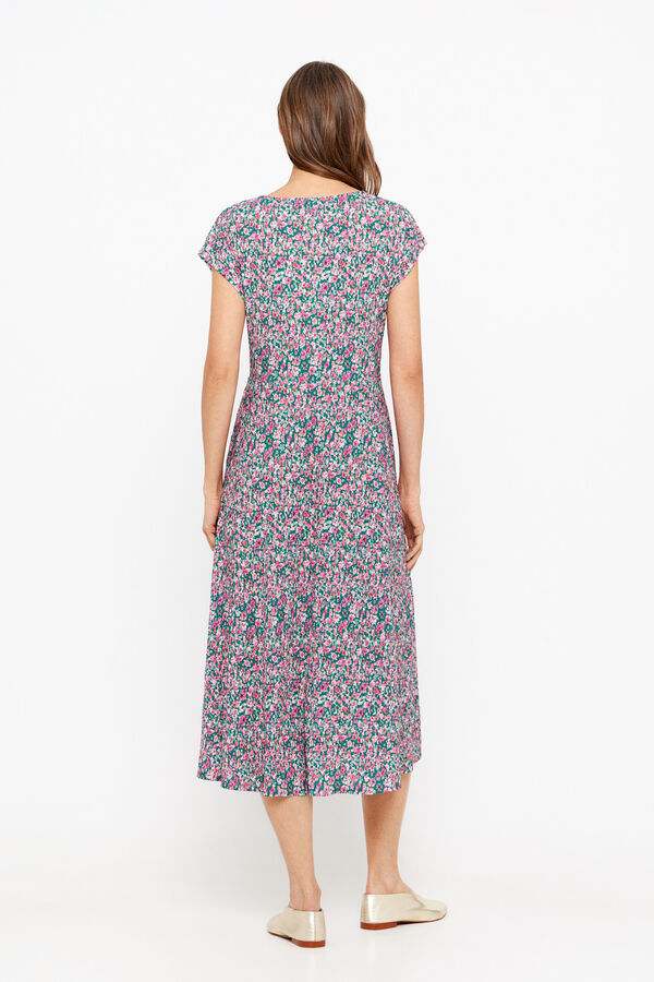 Cortefiel Pleated dress with knot detail Multicolour