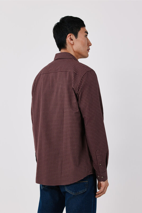 Cortefiel Cotton plaid shirt Maroon