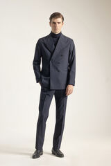 PuroEGO Fato cruzado risca diplomática marinho Azul