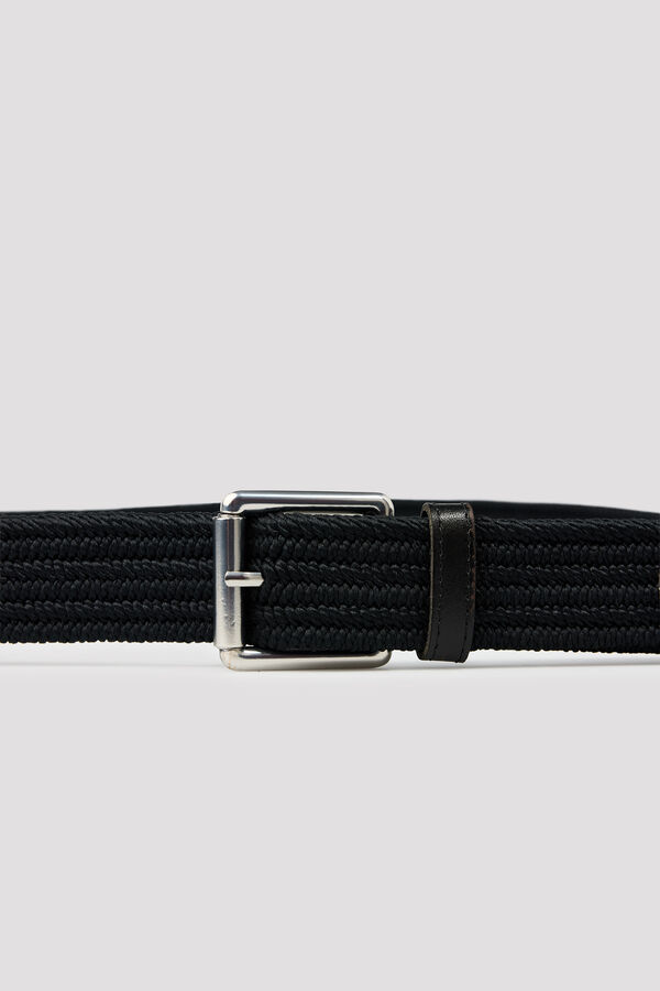 Cortefiel Elastic fabric belt Black