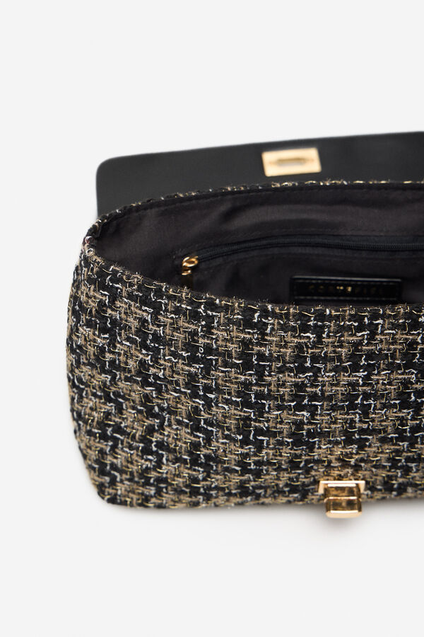 Cortefiel Tweed shoulder bag Black