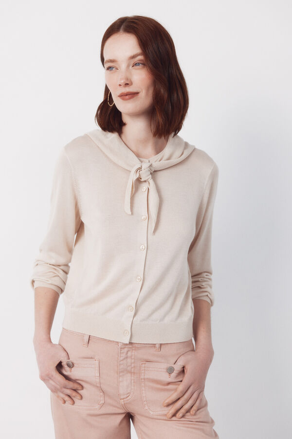 Cortefiel Jersey-knit basic jacket Beige