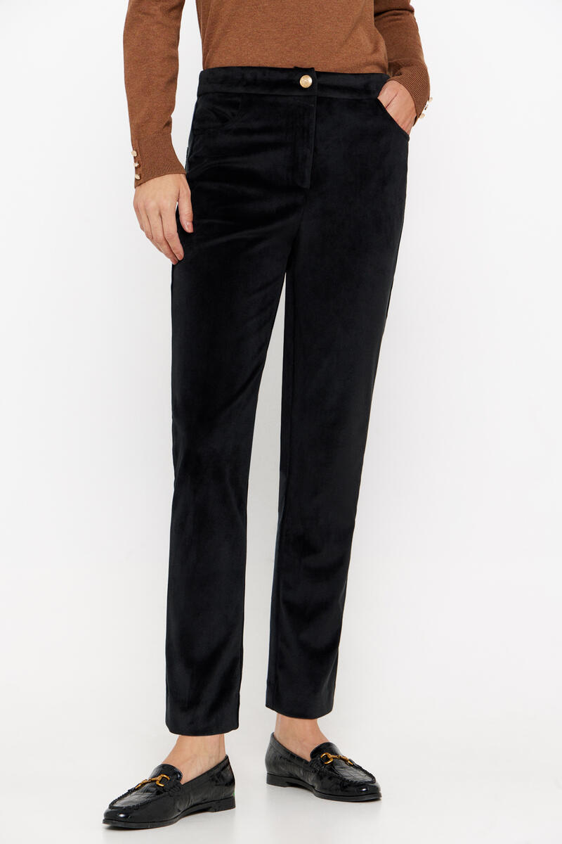 Cortefiel Velveteen five-pocket trousers. Black
