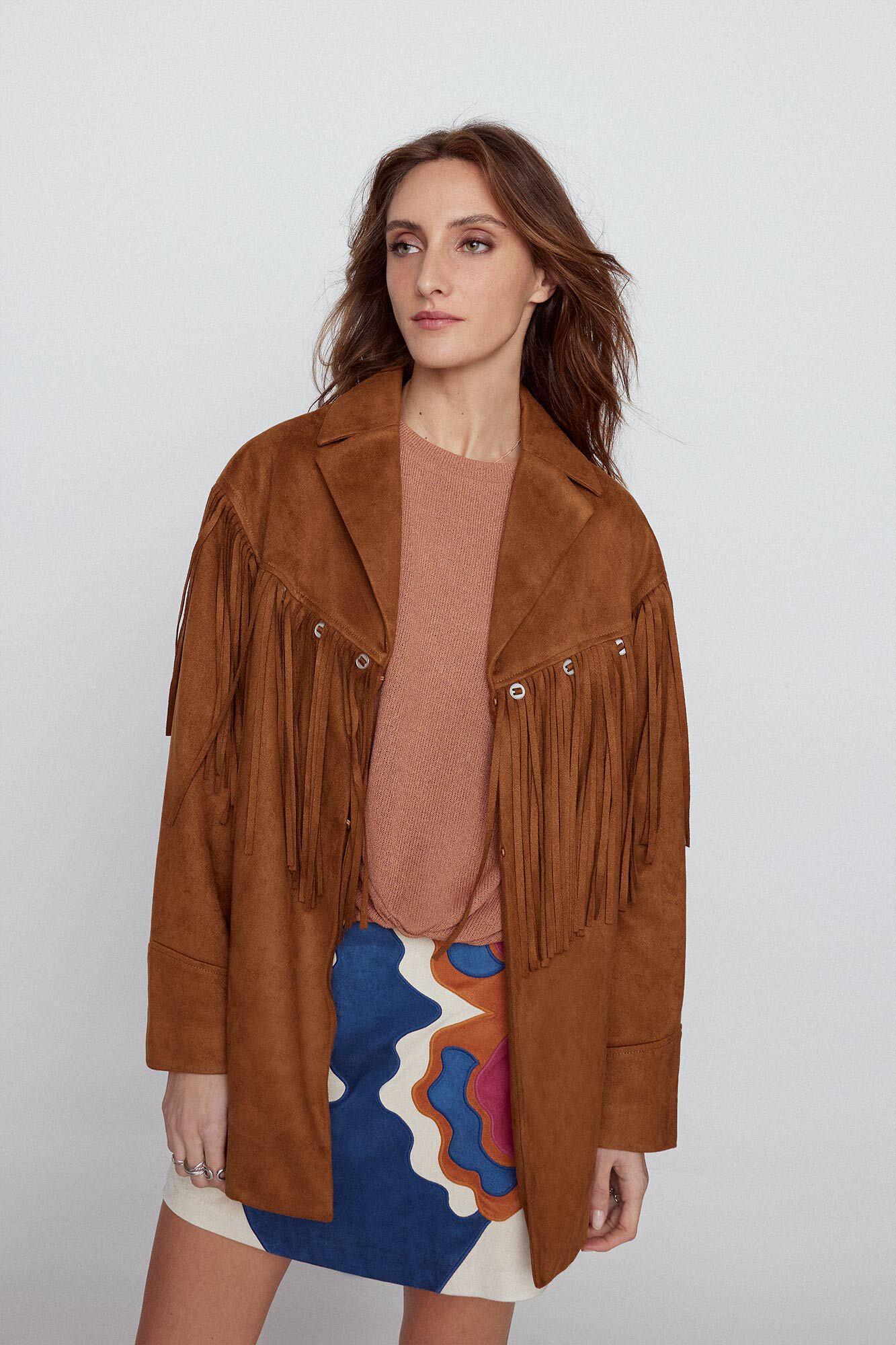 Sobrecamisa flecos efecto ante Sobrecamisas para mujer Cortefiel
