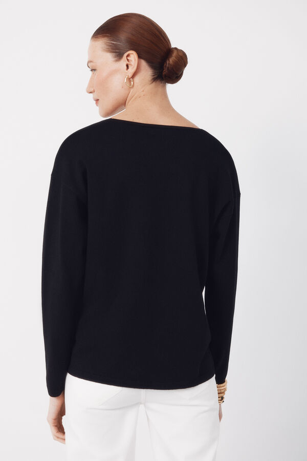 Cortefiel V-neck jumper Black