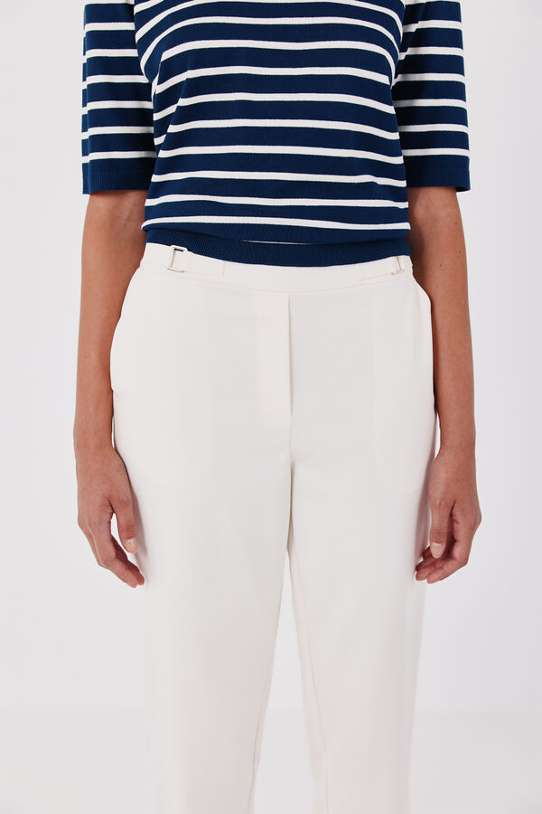 Cortefiel Straight trousers with elasticated back Ivory