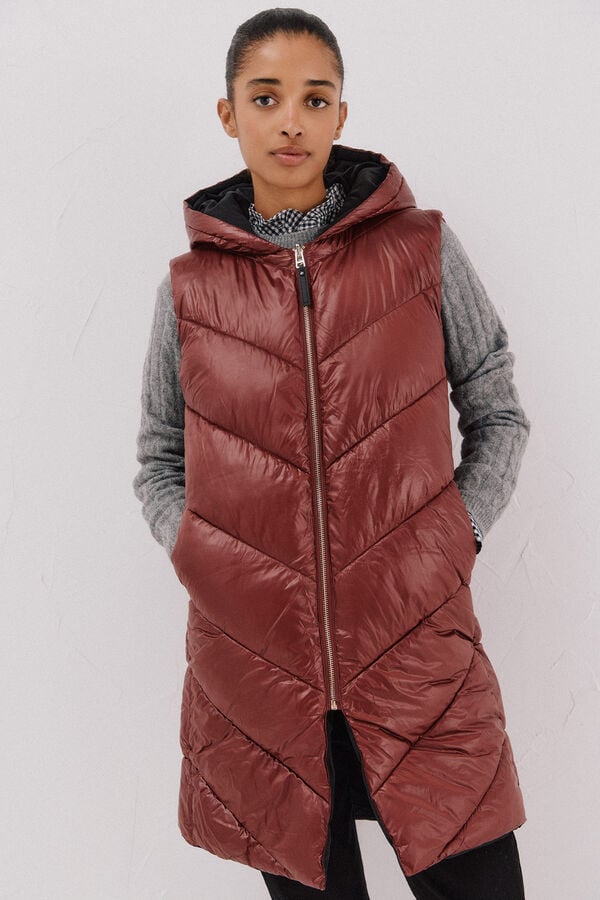 Cortefiel Long reversible gilet Maroon
