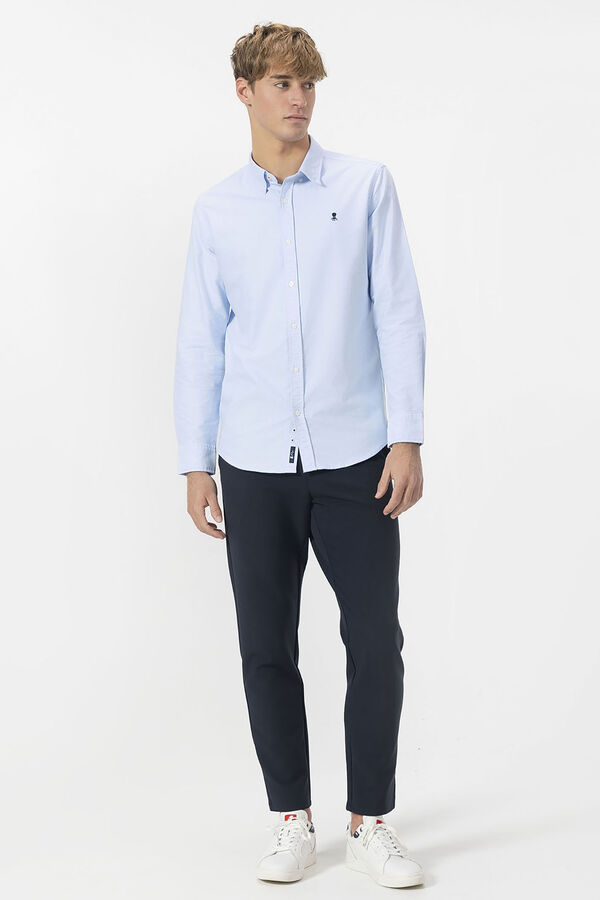 elPulpo Camisa Oxford com gola de botão Azul