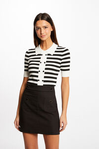 Cortefiel Straight skirt with buttons Black