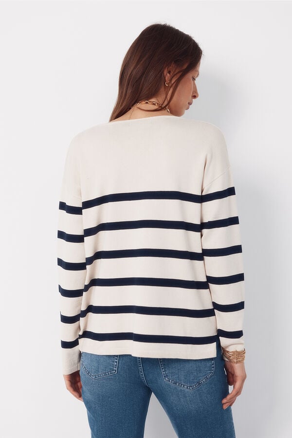 Cortefiel V-neck jumper Printed white