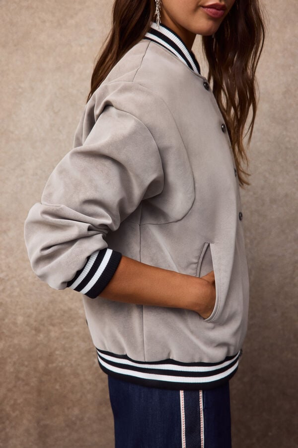 Slowlove Faux leather bomber jacket Ivory