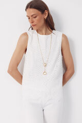 Cortefiel Top guipur White