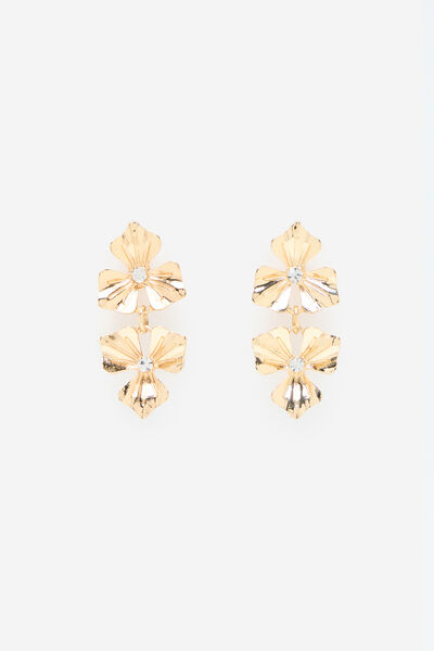 Cortefiel Double flower earring Gold