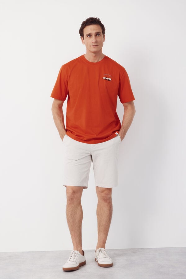 Cortefiel Graphic T-shirt Coral