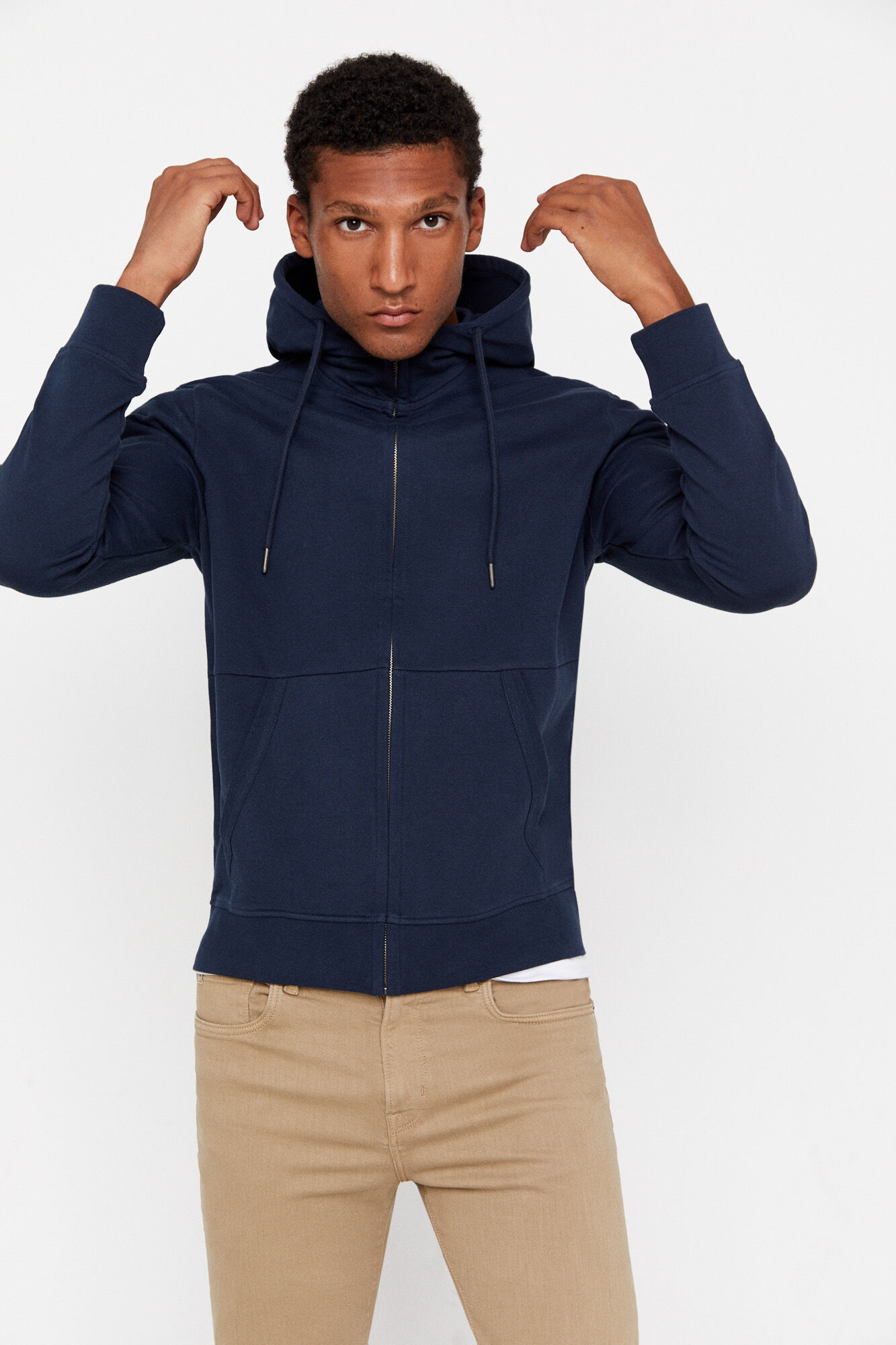 Navy blue hooded 2025 cardigan