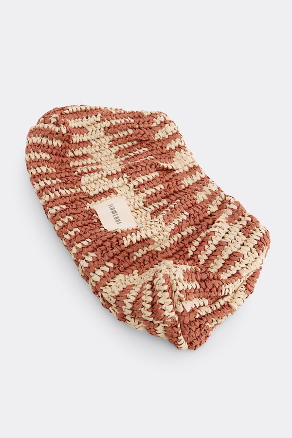 Slowlove Bolso pouch rafia Estampado marr&oacute;n