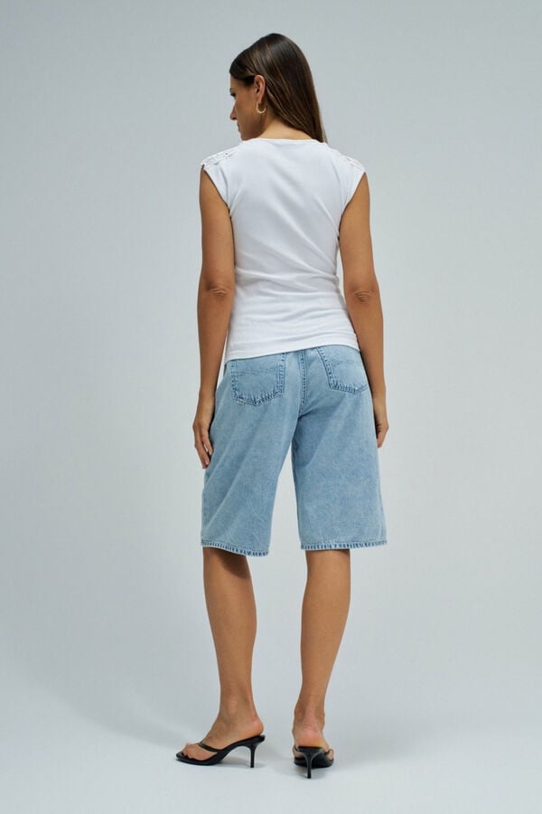 Salsa Jeans Top com renda nos ombros Branco