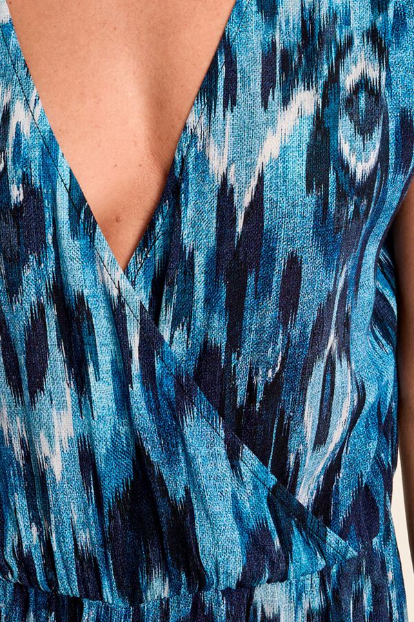 Molly Bracken Macac&atilde;o comprido de mulher de manga curta estampado Azul