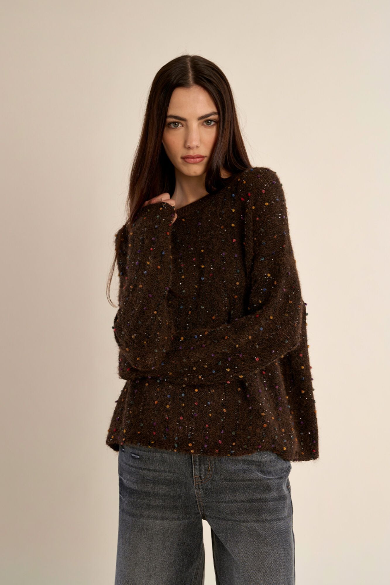 Molly Bracken Camisola de manga comprida com detalhe de bolinhas