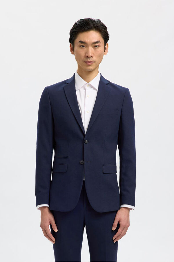 Selected Terno slim fit de duas peças em lã fria Azul