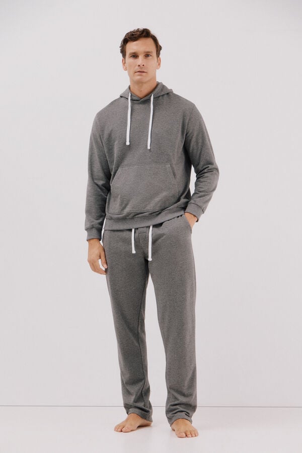 Cortefiel Fleece jersey-knit pyjamas set Dark grey