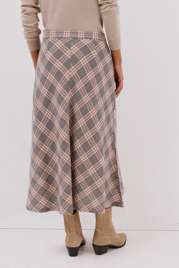 Cortefiel Checkered cape skirt Printed brown