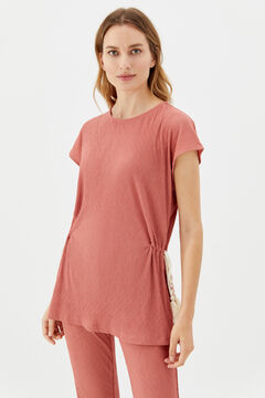 Cortefiel Textured T-shirt with slits Lilac