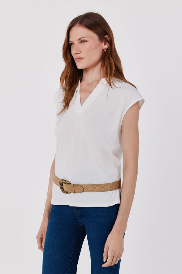 Cortefiel Basic stand-up collar T-shirt White