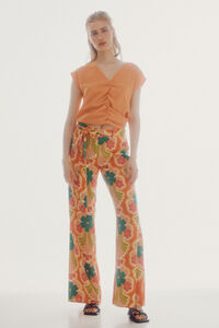 Cortefiel Printed bell-bottom trousers Multicolour