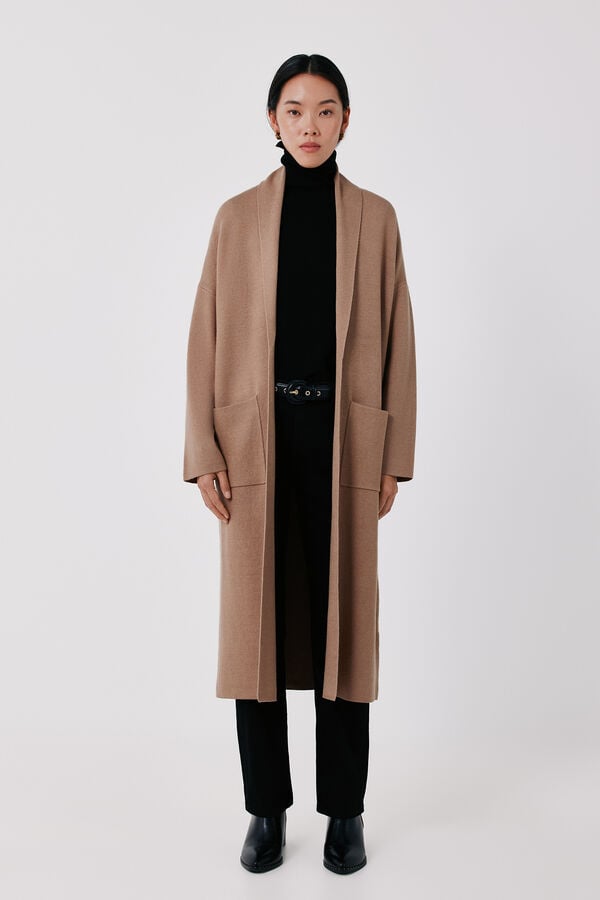 Cortefiel Coat cardigan Nude
