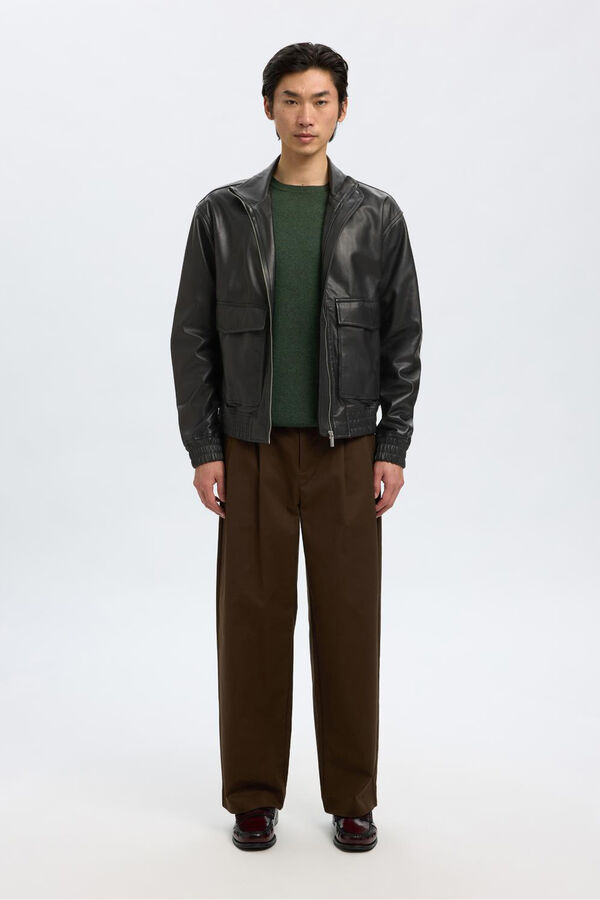 Selected 100% leather leather jacket  Black