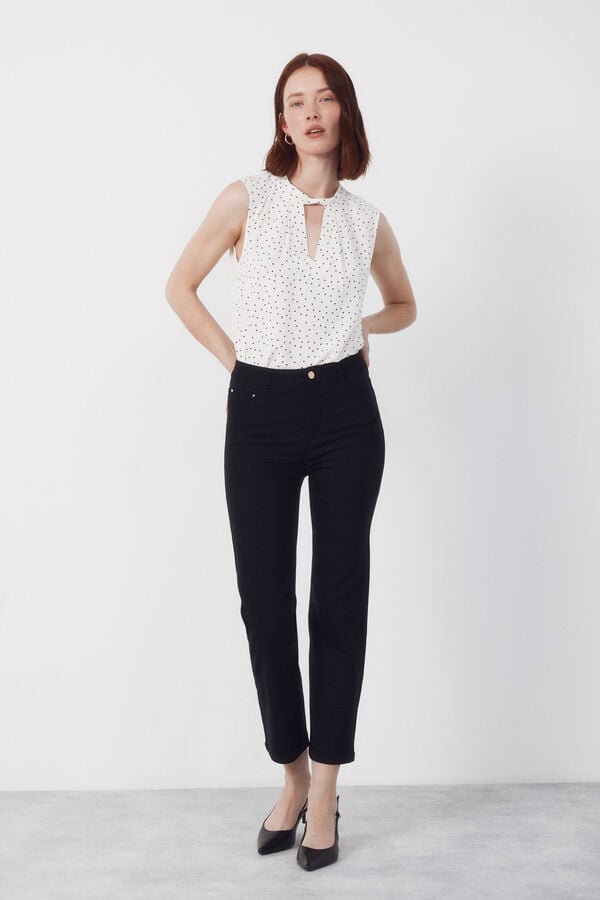 Cortefiel Skinny trousers with zips Black