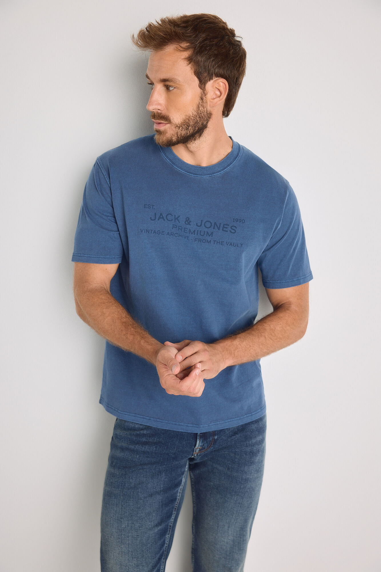 Jack & Jones T-shirt 100% algod&atilde;o org&acirc;nico