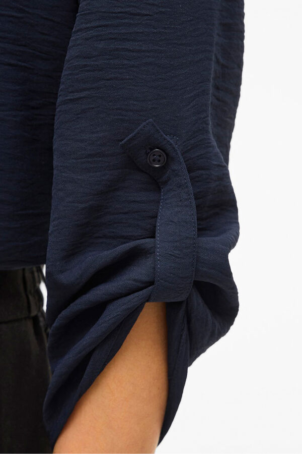 Vila Blusa manga m&eacute;dia Azul