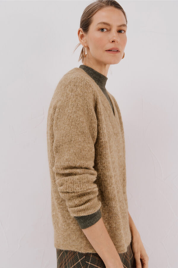 Cortefiel Jersey jaspeado pico Verde