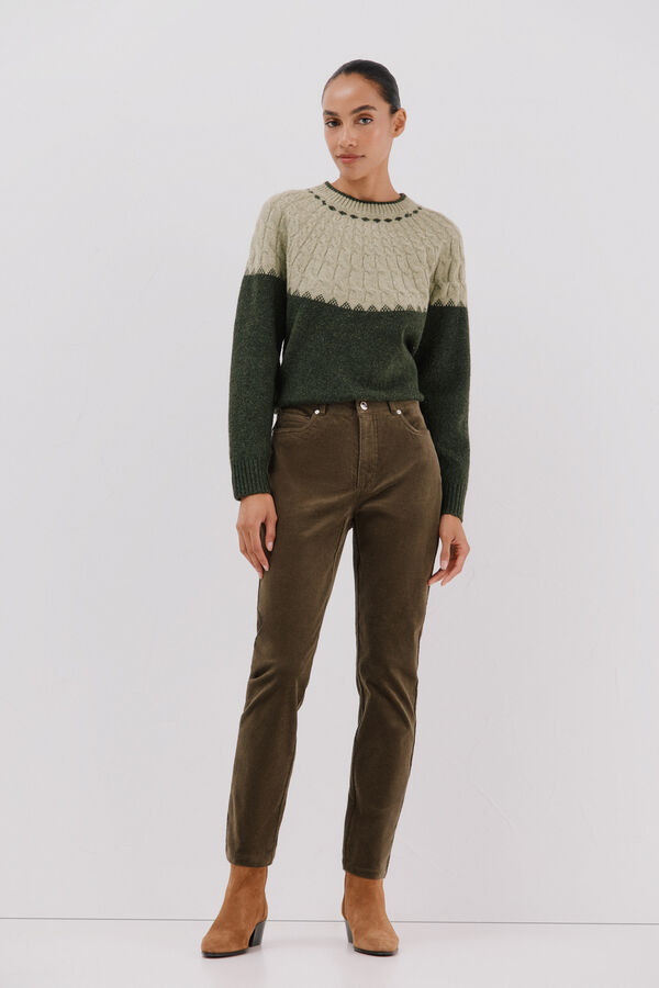 Cortefiel Calças sensacionais de veludo veludo Verde