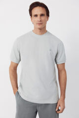 Cortefiel Piqu&eacute; basic T-shirt Blue