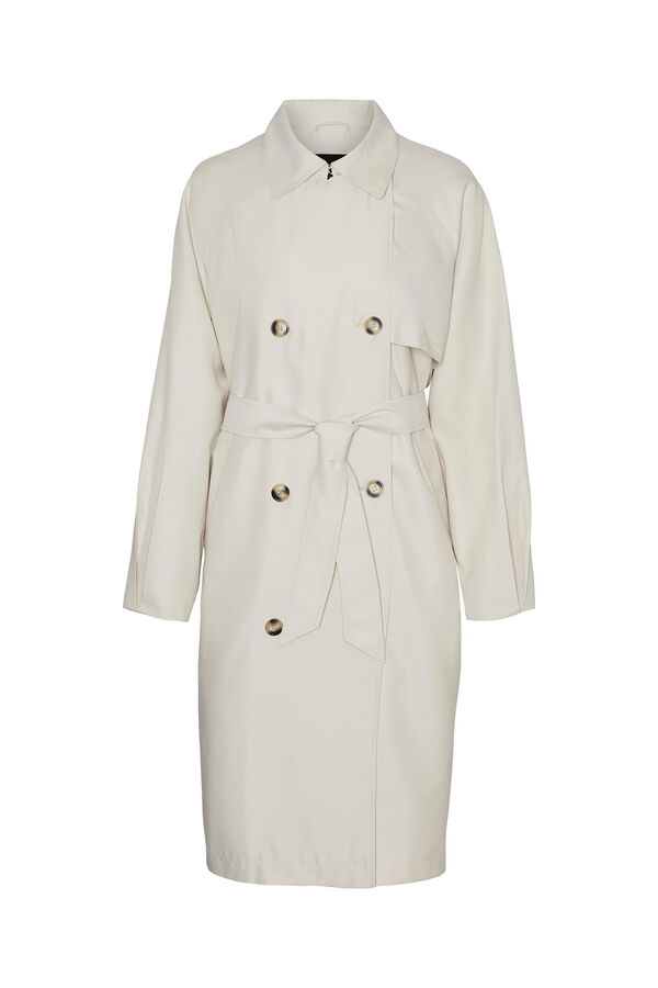 Cortefiel Long double-button trench coat Grey