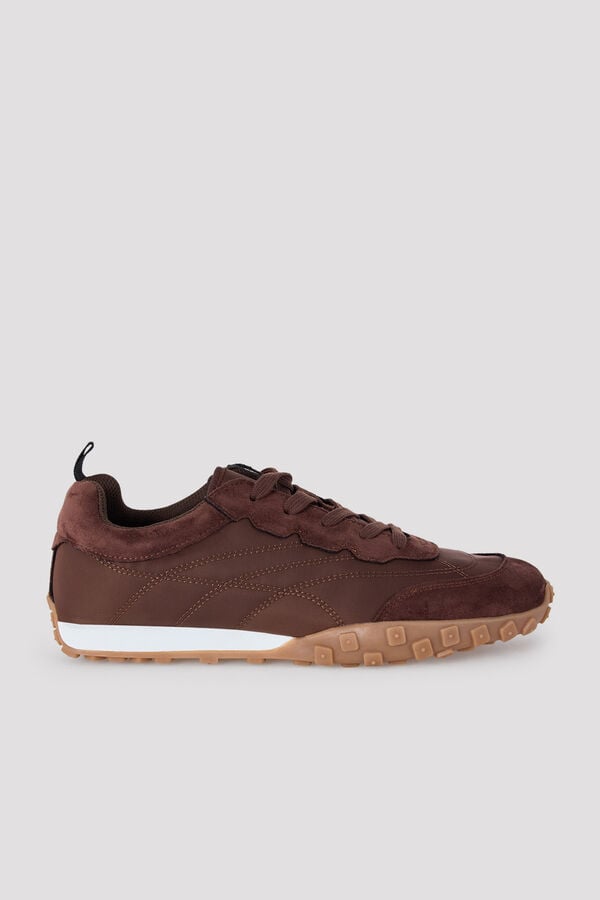 Cortefiel Stitched trainers Dark brown