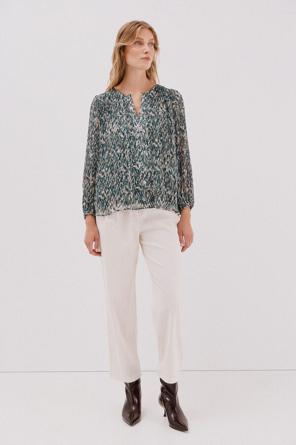 Cortefiel Contrast pleated blouse Multicolour