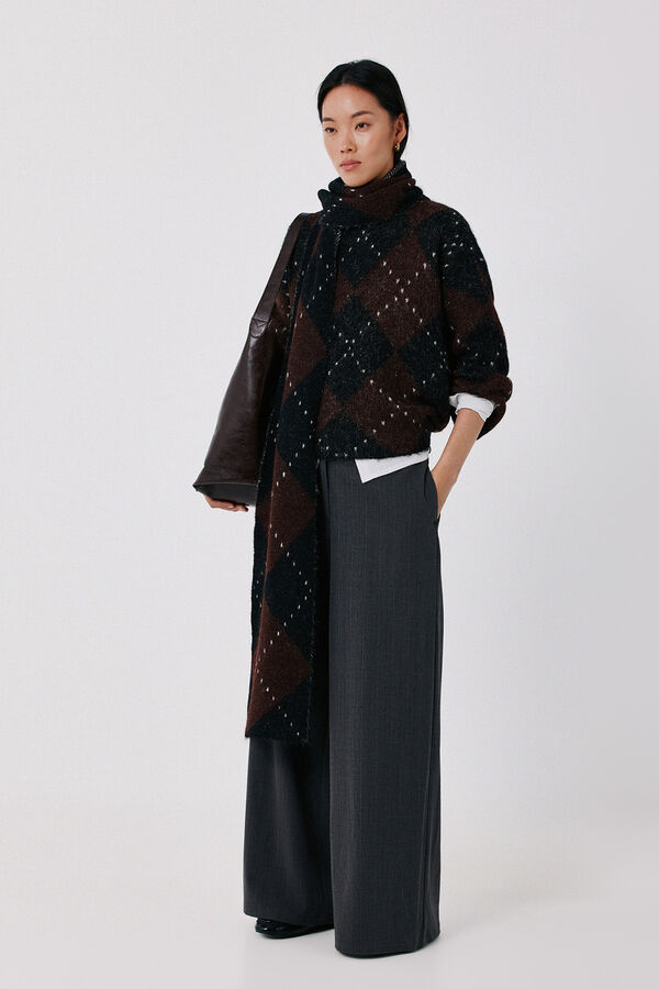 Cortefiel Diamond knit jumper Black
