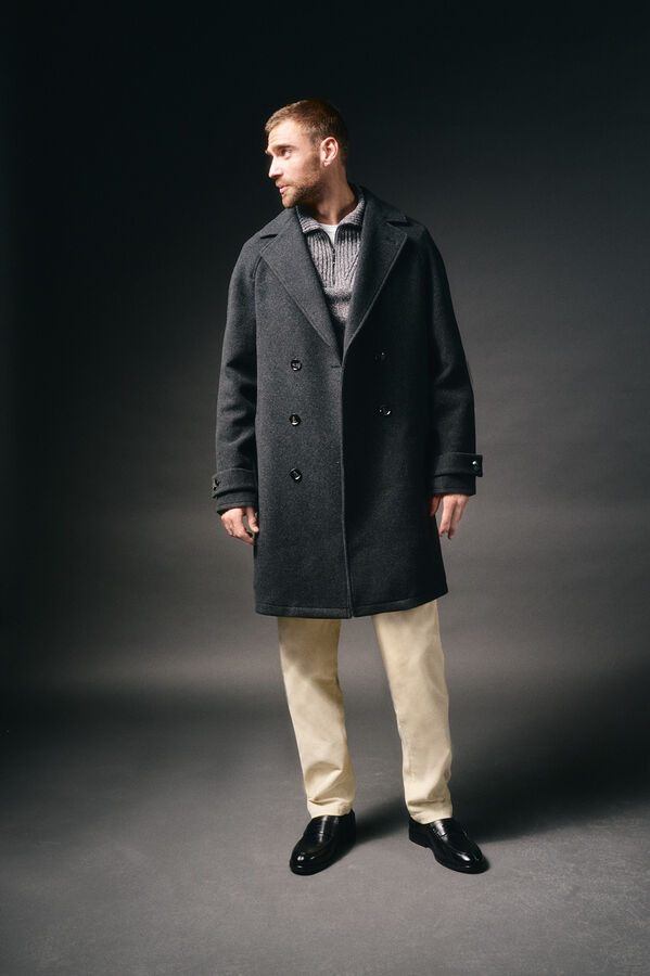 OOTO Abrigo cruzado de lana Gris oscuro