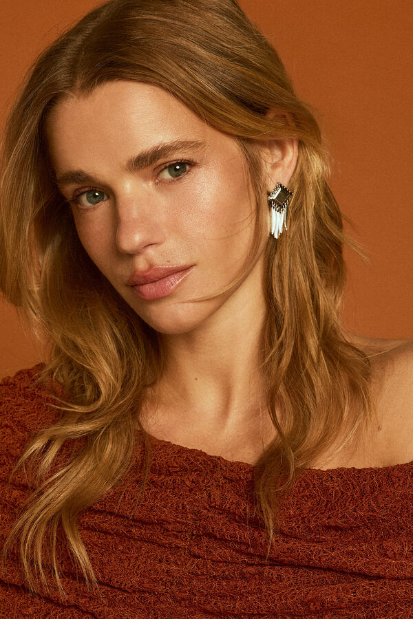 Slowlove Pendientes espigas met&aacute;licas Gris