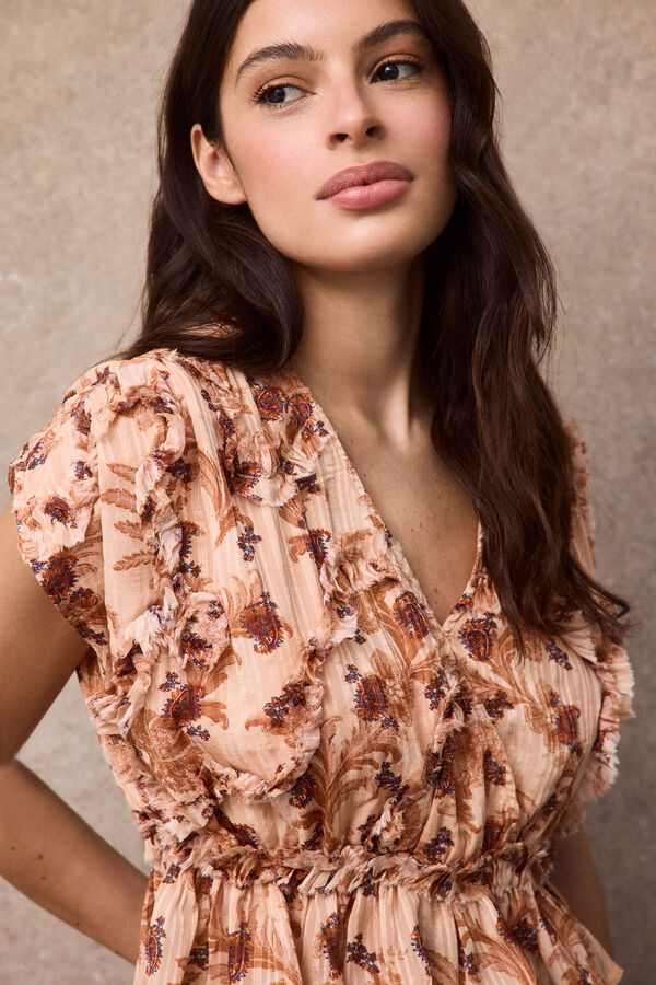Slowlove Blusa estampada fluida Laranja