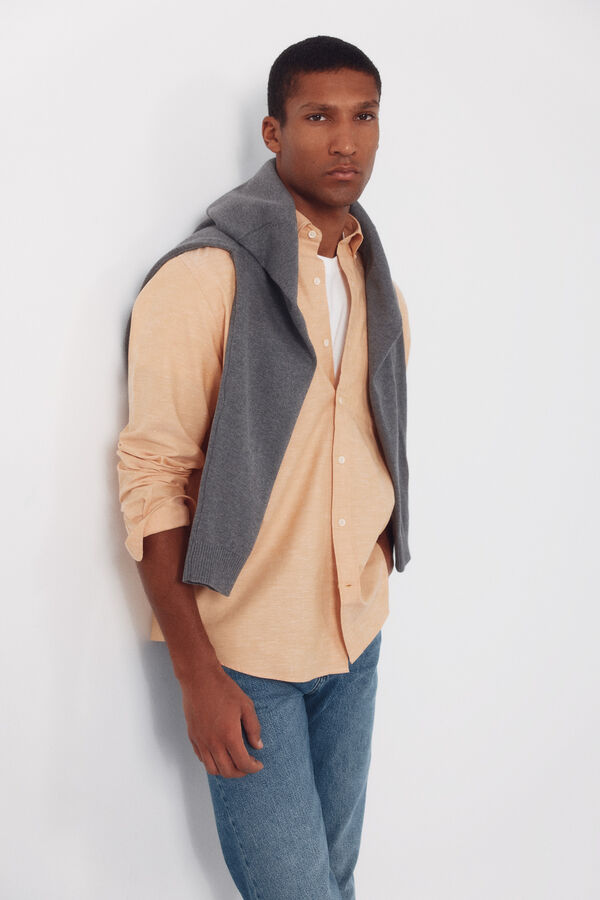 Cortefiel Plain oxford slub shirt Orange
