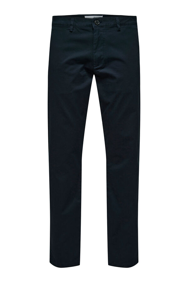 Selected Calça calças chino slim fit feita de algodão orgânico  Azul