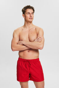 Cortefiel Plain quick-dry Bermuda swim shorts Red