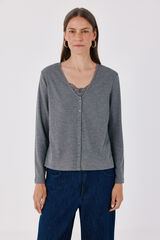 Cortefiel Lace detail double cardigan Grey